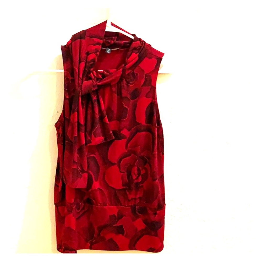 Express red rose top with side neck bow